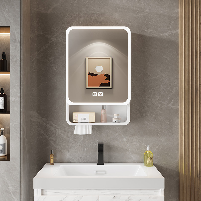 Home Bathroom Glass - منظم مرآة لخزانة الحمام، أرفف تخزين،