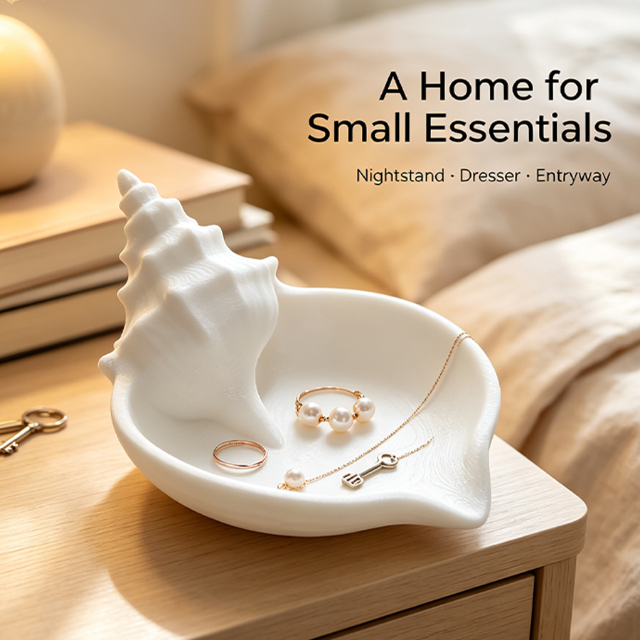 Home Essentials Bathroom Storage - صينية مجوهرات بيضاء غير لامعة على