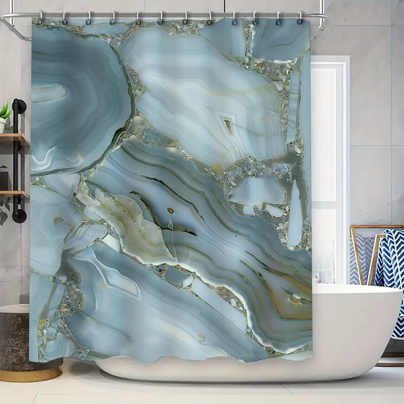 Home Bathroom Images - ستارة دش رخامية زرقاء مقاومة للماء