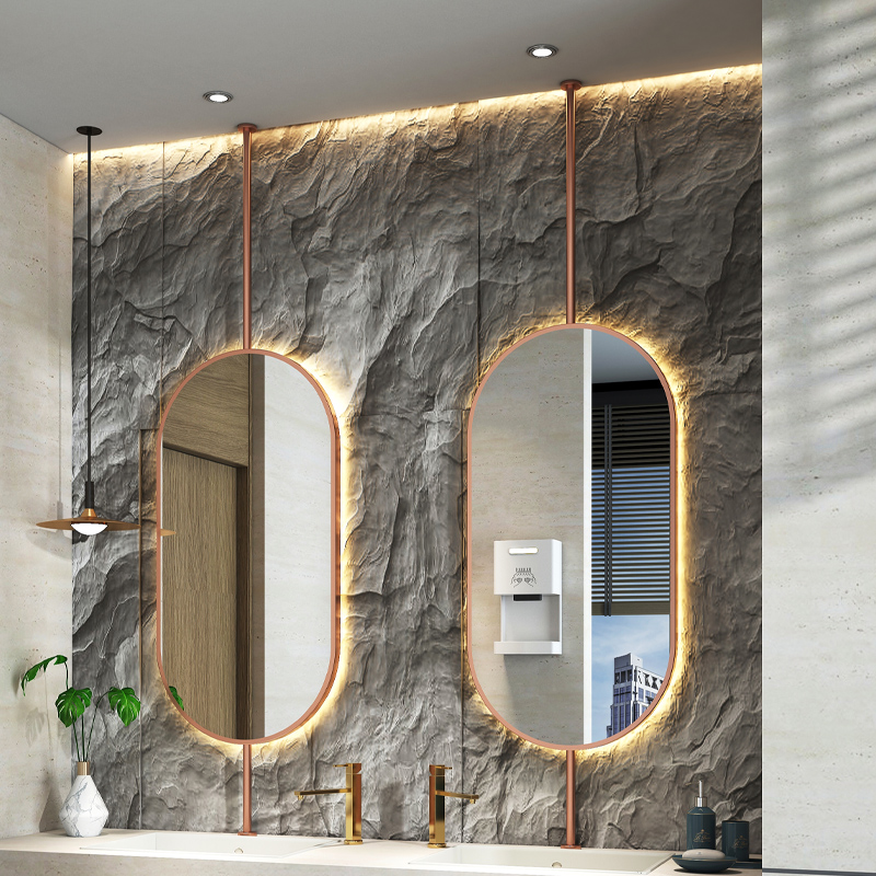 Home Bathroom Glass - مرآة معلقة بيضاوية الشكل للسقف مقاس