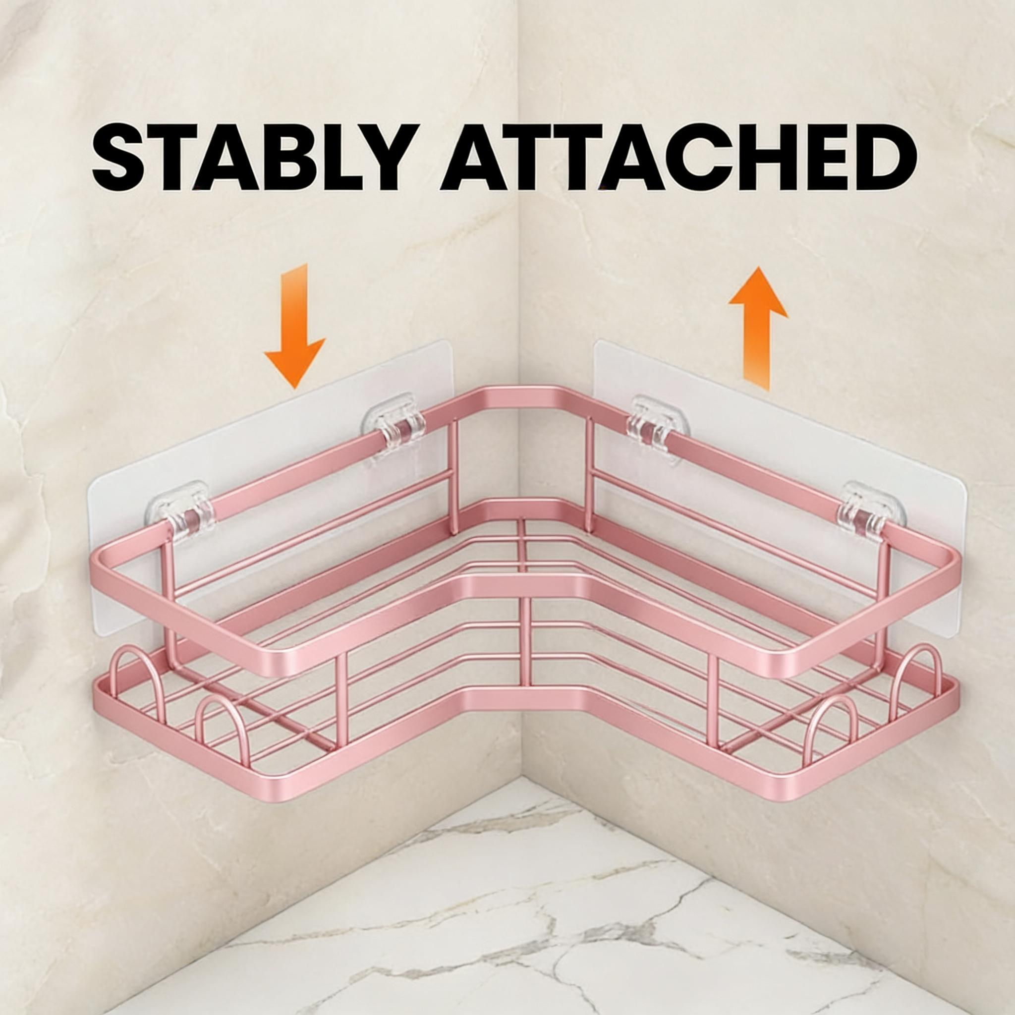 مجموعة منظم دش وردي بتصميم بسي - مراجعة Home Essentials Bathroom Storage وسعره