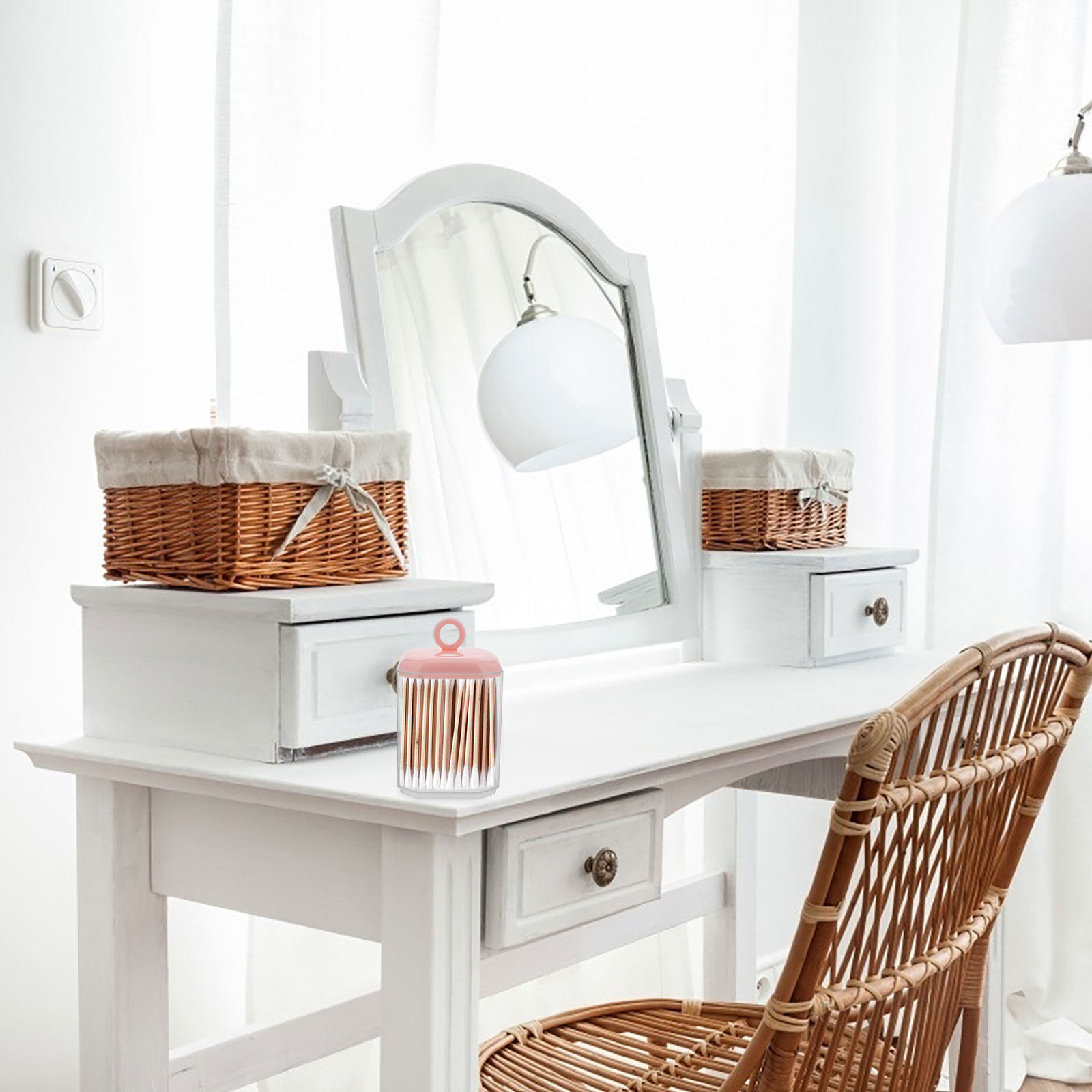 صندوق تخزين أعواد القطن للمكتب - مراجعة Home Essentials Bathroom Storage وسعره